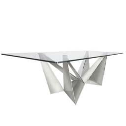 Rackhams Rectangular tempered glass and chrome-plated steel dining table 1049 - 220 x 95 x 75 - thumbnail 2