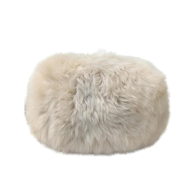 Rackhams Sheepskin Pouffe - Linen - One Size - Linen - 100% Mixed