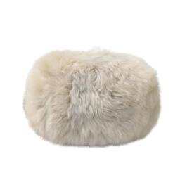 Rackhams Sheepskin Pouffe - Linen - One Size - Linen - 100% Mixed