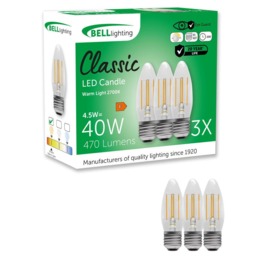 Rackhams E27 Screw Dimmable LED Filament Candle 4.5W Light Bulbs - Pack of 6 - thumbnail 2