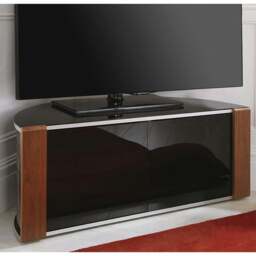 "Rackhams Sirius 850 Cabinet Remote Friendly BeamThru Glass Door Gloss Black with Walnut/Oak Reversible Panels for TVs up to 40"" TV Stand" - thumbnail 4