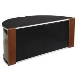 "Rackhams Sirius 850 Cabinet Remote Friendly BeamThru Glass Door Gloss Black with Walnut/Oak Reversible Panels for TVs up to 40"" TV Stand" - thumbnail 2