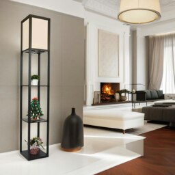 Rackhams Modern Floor Lamp For Living Room With 3 Shelves Black - thumbnail 2