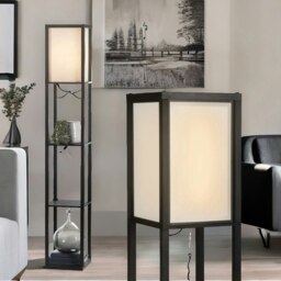 Rackhams Modern Floor Lamp For Living Room With 3 Shelves Black - thumbnail 4