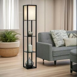 Rackhams Modern Floor Lamp For Living Room With 3 Shelves Black - thumbnail 5