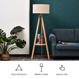 Rackhams Floor Lamp Bedside Light  Free Standing Tripod Holder Linen - thumbnail 6