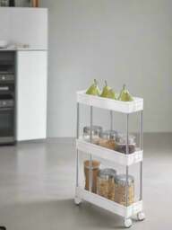 Rackhams 3-Tier Slim Storage Trolley with Wheels – Rolling Utility Cart for Kitchen, Bathroom