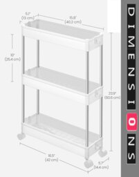 Rackhams 3-Tier Slim Storage Trolley with Wheels – Rolling Utility Cart for Kitchen, Bathroom - thumbnail 4