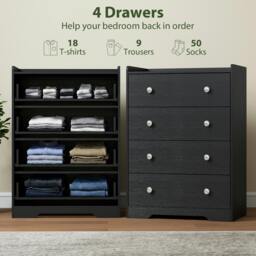 Rackhams 4 Drawer Chest of Drawers, Storage Cabinet - White Wood Effect - thumbnail 5