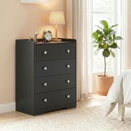 Rackhams 4 Drawer Chest of Drawers, Storage Cabinet - White Wood Effect - thumbnail 2