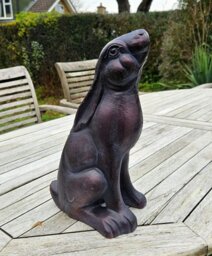 Rackhams Stargazing Hare Garden Sculpture Cast Iron Ornament - Cast Iron - Bronze - Sculpture