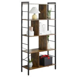 Rackhams Industrial Storage Shelf Bookcase Closet Floor Standing Display Rack - Rustic Brown - thumbnail 2