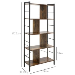 Rackhams Industrial Storage Shelf Bookcase Closet Floor Standing Display Rack - Rustic Brown - thumbnail 3