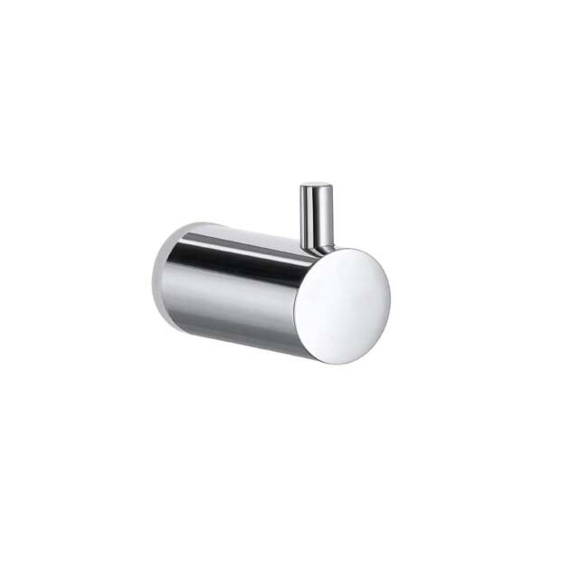 Rackhams Pair of Polished Chrome Towel Hooks (14mm) Wall Mounted Bathroom Storage Round Robe Hooks Clothes Hanger Coat Peg