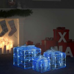 Rackhams Decorative Acrylic Christmas Gift Boxes 3 pcs Cold White