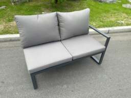 Rackhams Aluminium Outdoor Garden Furniture Corner Sofa Chair 2 Stools Rising Dining Table Set Black Tempered Glass Dark Grey 10 Seater - thumbnail 3