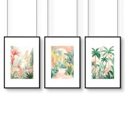 Rackhams Large Canvas Wall Art For Living Room - Set of 3 Beach Decor Wall art Prints - A3 11.69 x 16.54 in / 29.7 x 42 cm - Satin Photo paper 280 gsm - Black Frame