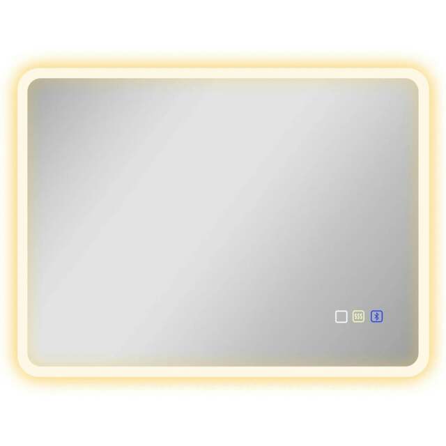 Rackhams 80 x 60cm LED Bathroom Mirror, with Bluetooth - Silver Tone