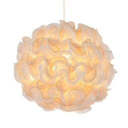 Rackhams Modern White and Taupe Ribbon Velvet Fabric Round Pendant Light Shade - thumbnail 2