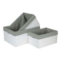 Rackhams White Paper Rope Rectangular Storage Basket with Grey Cotton Lining - Large - thumbnail 6