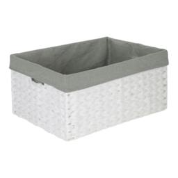 Rackhams White Paper Rope Rectangular Storage Basket with Grey Cotton Lining - Large