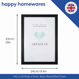 Rackhams Modern and Chic Black Veneer Wood Effect A4 Certificate Frame for Wall or Table - thumbnail 6