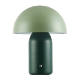 Rackhams Modern Rechargeable Mushroom Table Lamp in Forest and Olive Green - Touch Dimmer