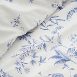 Rackhams Thea Floral 200 Thread Count Cotton Reversible Duvet Cover Set Blue - Super King - Blue - thumbnail 4