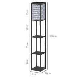 Rackhams Shelf Floor Lamp Standing Lamp W/4-tier Wooden Open Shelves,26L x 26W x 160Hcm-Black/White - thumbnail 3