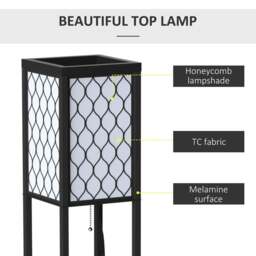 Rackhams Shelf Floor Lamp Standing Lamp W/4-tier Wooden Open Shelves,26L x 26W x 160Hcm-Black/White - thumbnail 4