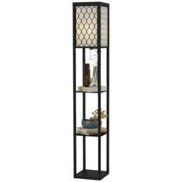 Rackhams Shelf Floor Lamp Standing Lamp W/4-tier Wooden Open Shelves,26L x 26W x 160Hcm-Black/White - thumbnail 1