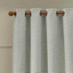 Rackhams Stab Stitch Lined Eyelet Curtains Sage Green - 46 x 54 Inch - Sage Green - thumbnail 2
