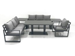 Rackhams Outdoor Garden Furniture Set Aluminium Lounge Sofa Adjustable Rising Lifting Dining Table Sets with 2 Side Tables Dark Grey - thumbnail 2