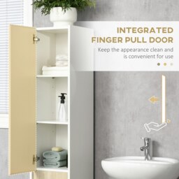 Rackhams 5-Tier Modern Tall Bathroom Cabinet with Adjustable Shelves White - thumbnail 5