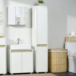 Rackhams 5-Tier Modern Tall Bathroom Cabinet with Adjustable Shelves White