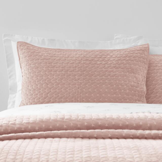 Rackhams Attica Velvet Embroidered Pillow sham Pair Pink - Pink - image 1