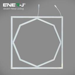 Rackhams 60x60cm LED Frame Panel Light with Hexagon Inner Lights, 40W, Cool White - Pack of 6 - 6500K - thumbnail 4