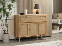 Rackhams Manila Rattan 3 Door 2 Drawer Sideboard - Oak and PVC Rattan
