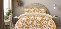 Rackhams Luxury Super Soft Reversible Bright Leaves Duvet Cover With Pillowcase - Single (135cm x 200cm) - thumbnail 1