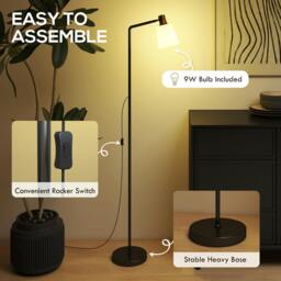 Rackhams Standing Lamp with Rotatable Head, Modern Floor Lamp, Black - Black - thumbnail 6