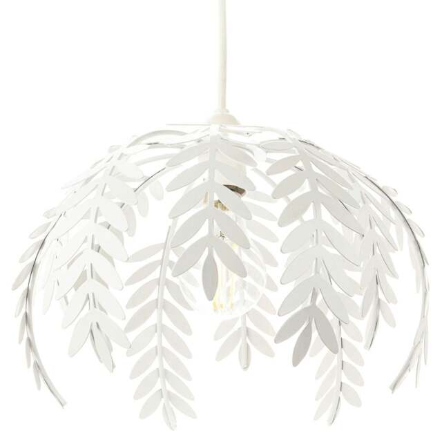 Rackhams Traditional Fern Leaf Design Ceiling Pendant Light Shade in White Gloss Finish - image 1