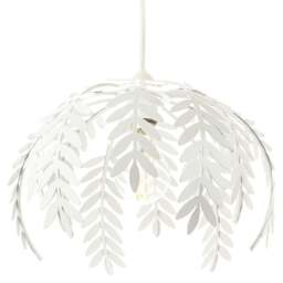 Rackhams Traditional Fern Leaf Design Ceiling Pendant Light Shade in White Gloss Finish