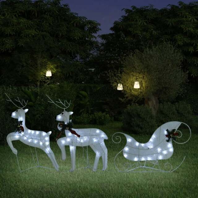 Rackhams Reindeer & Sleigh Christmas Decoration 60 LEDs Outdoor White