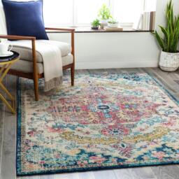 Rackhams Murat-Vintage Blue Red Yellow Traditional Boho Rug - 200 x 275 cm
