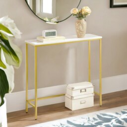 Rackhams Industrial Slim Hallway Console Table Gold