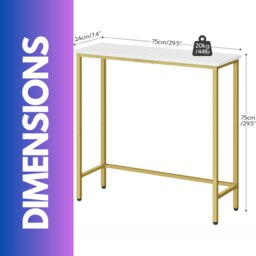 Rackhams Industrial Slim Hallway Console Table Gold - thumbnail 4
