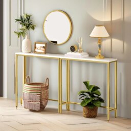 Rackhams Industrial Slim Hallway Console Table Gold - thumbnail 3