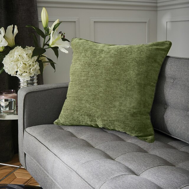 Rackhams Selene Luxury Chenille Cushion - 55x55cm - 1 - Olive Green - image 1