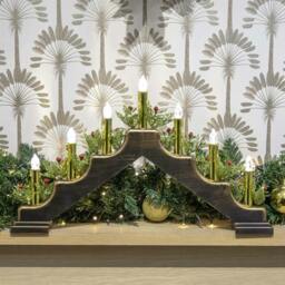 Rackhams 5cm Christmas Candle Bridge with 7 Warm LED Candles, Bronze Metallic Finish