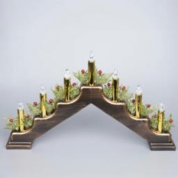 Rackhams 5cm Christmas Candle Bridge with 7 Warm LED Candles, Bronze Metallic Finish - thumbnail 4